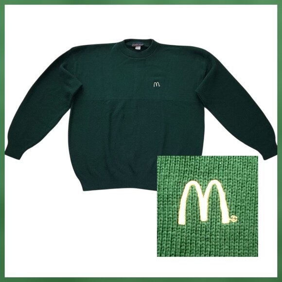 Vintage Other - Vintage McDonald’s Crew Neck Sweater XXXL Green Cotton Logo USA Andrew Rohan NEW